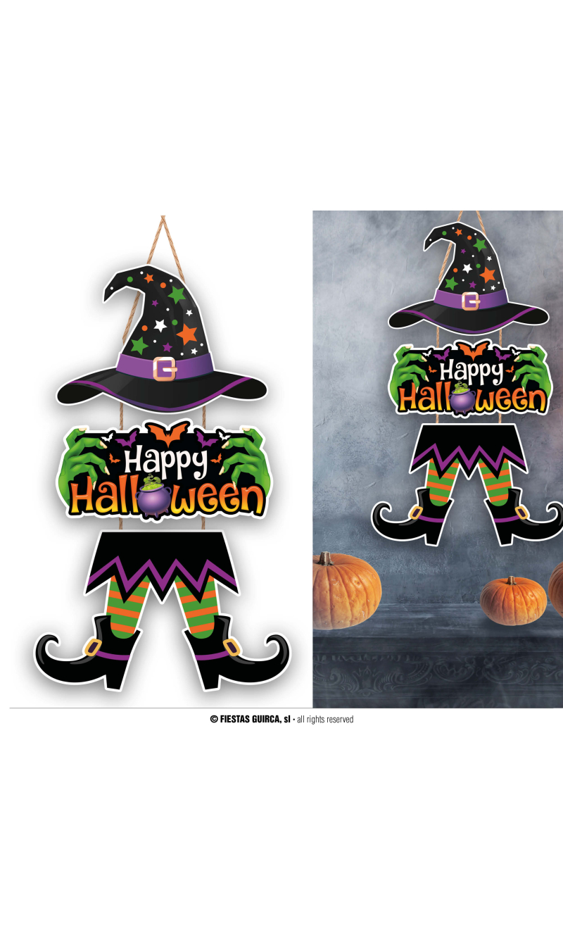 Halloween Wood Witch Sign 3 Parts - 55cm