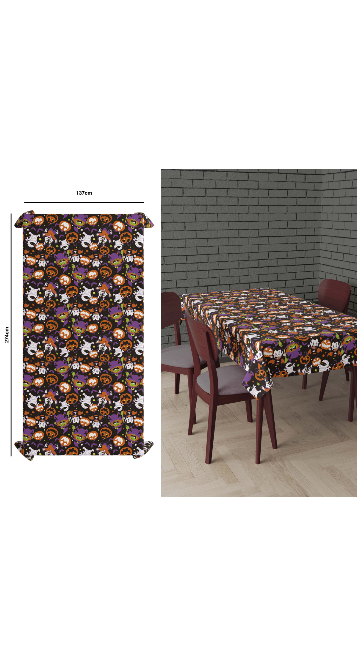 Halloween Little Monsters Tablecloth 137x274cm