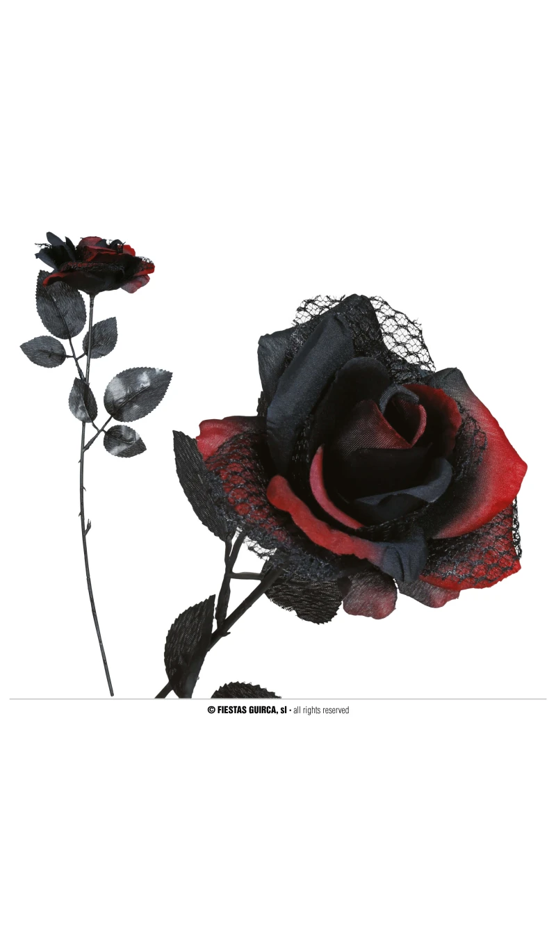 Halloween Red And Black Rose Flower - 40cm