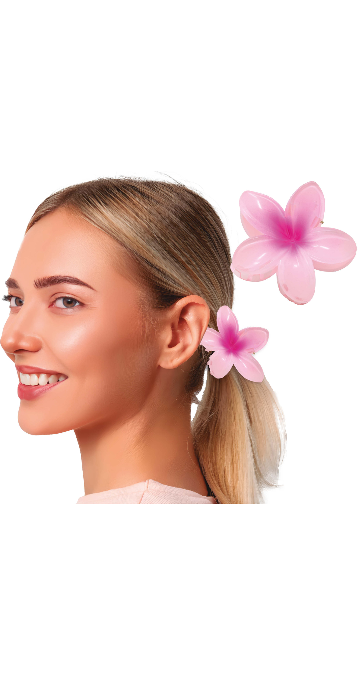 Hawaiian Pink Hair Flower Clip 8cm