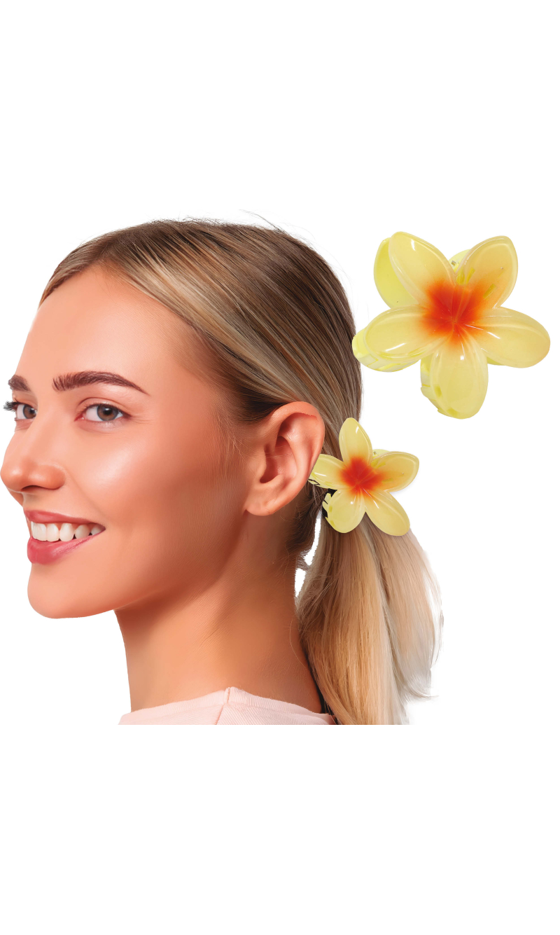 Hawaiian Yellow Hair Flower Clip 8cm