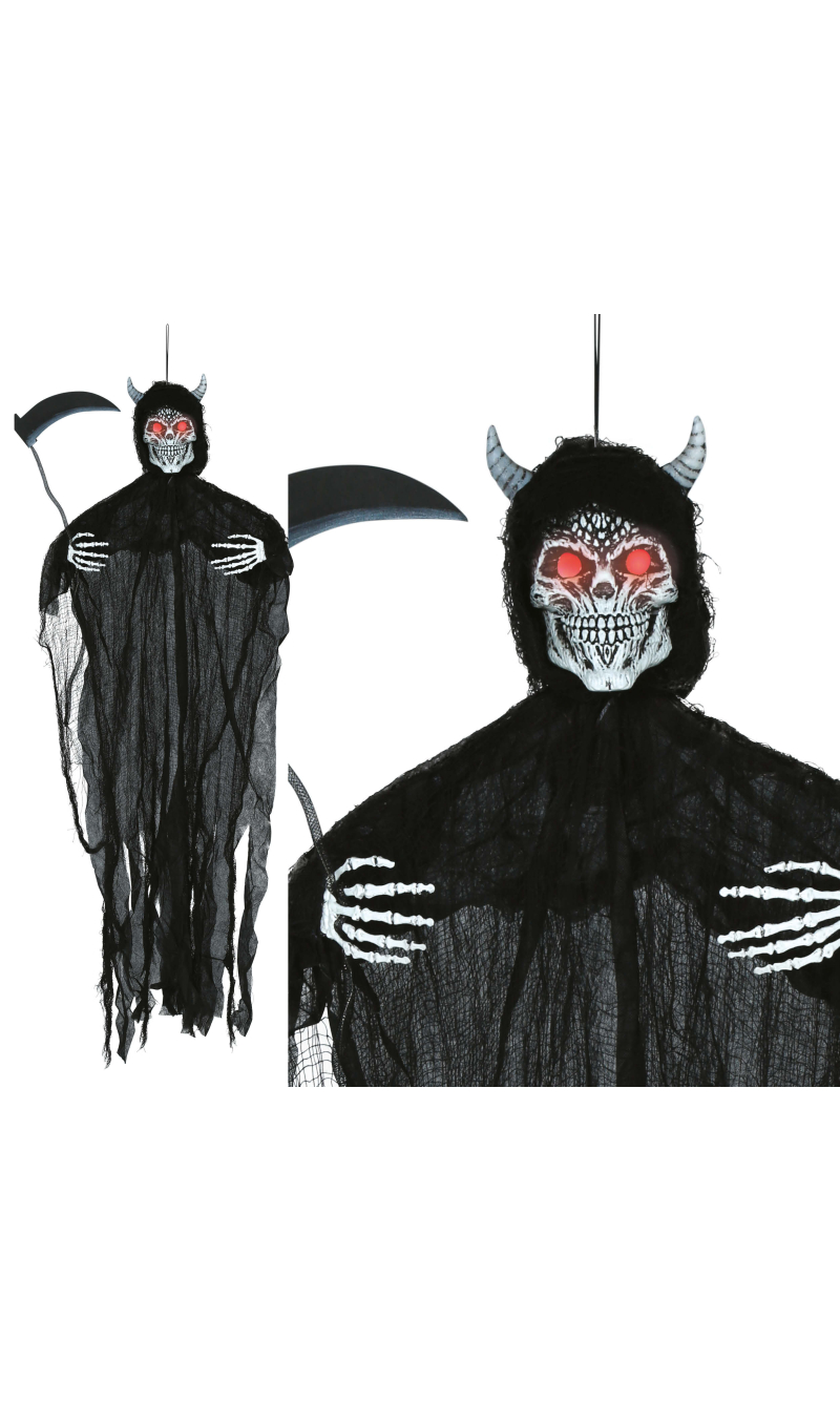 Halloween Hanging Demon Skeleton With Light & Sound 130cm