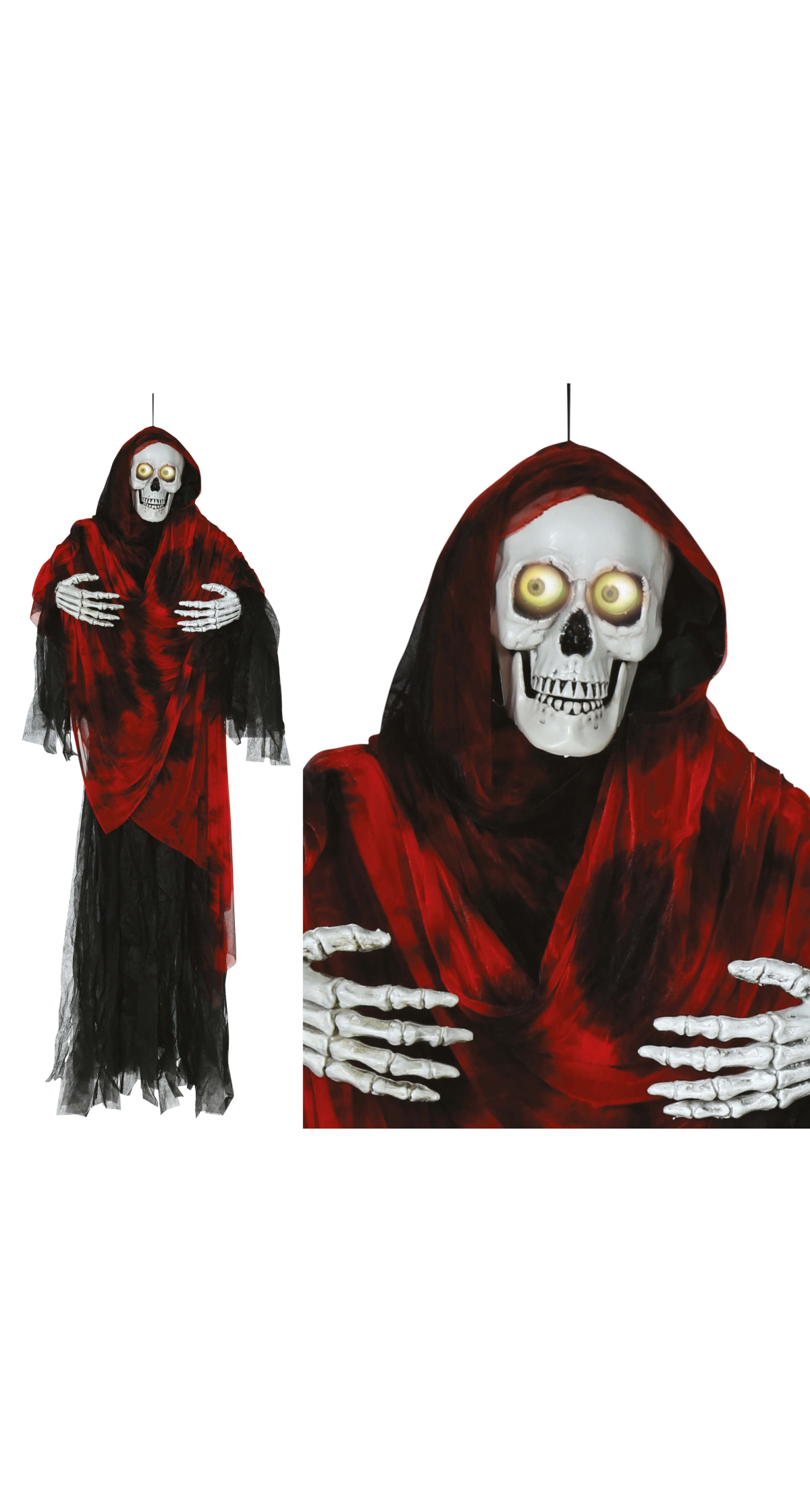 Halloween Hanging Skeleton With Light & Movement Eyes 170cm
