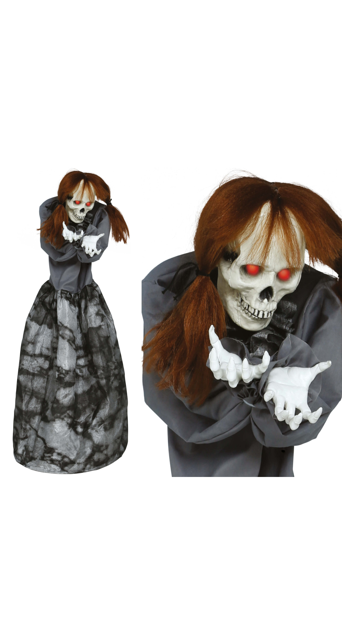 Halloween Skeleton Woman Scare With Light Sound & Movement 120cm