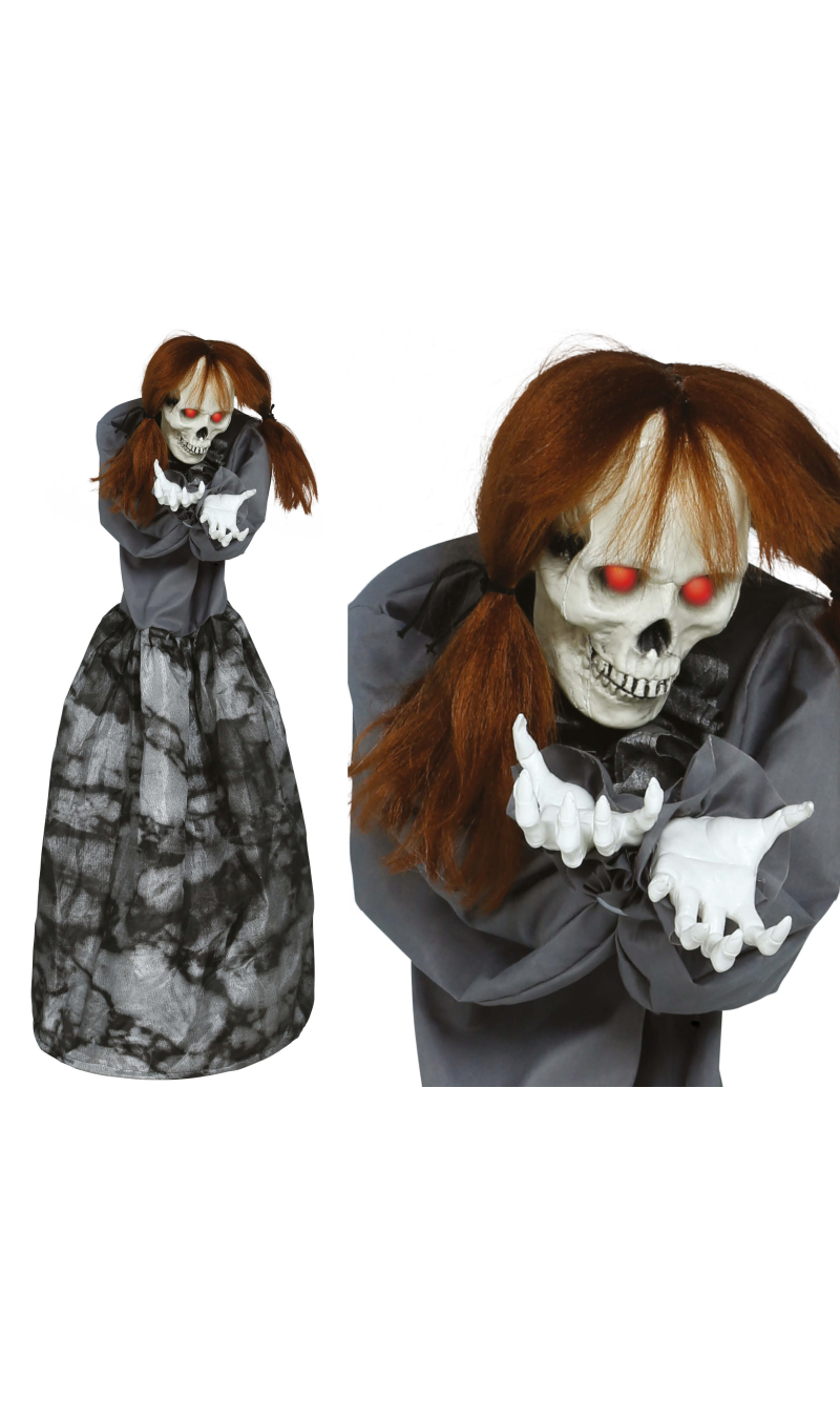 Halloween Skeleton Woman Scare With Light Sound & Movement 120cm