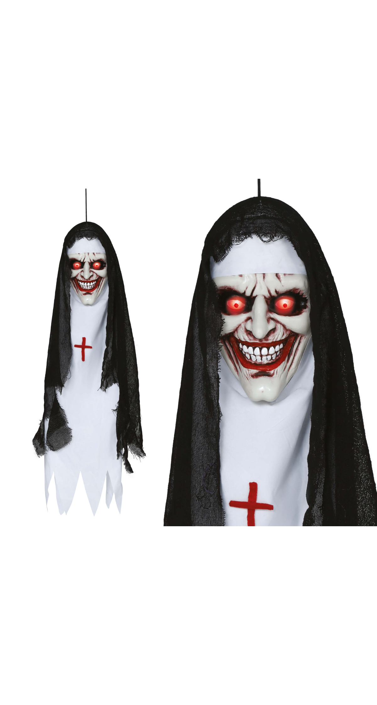 Halloween Decoration Hanging Nun Head With Light & Sound 90cm