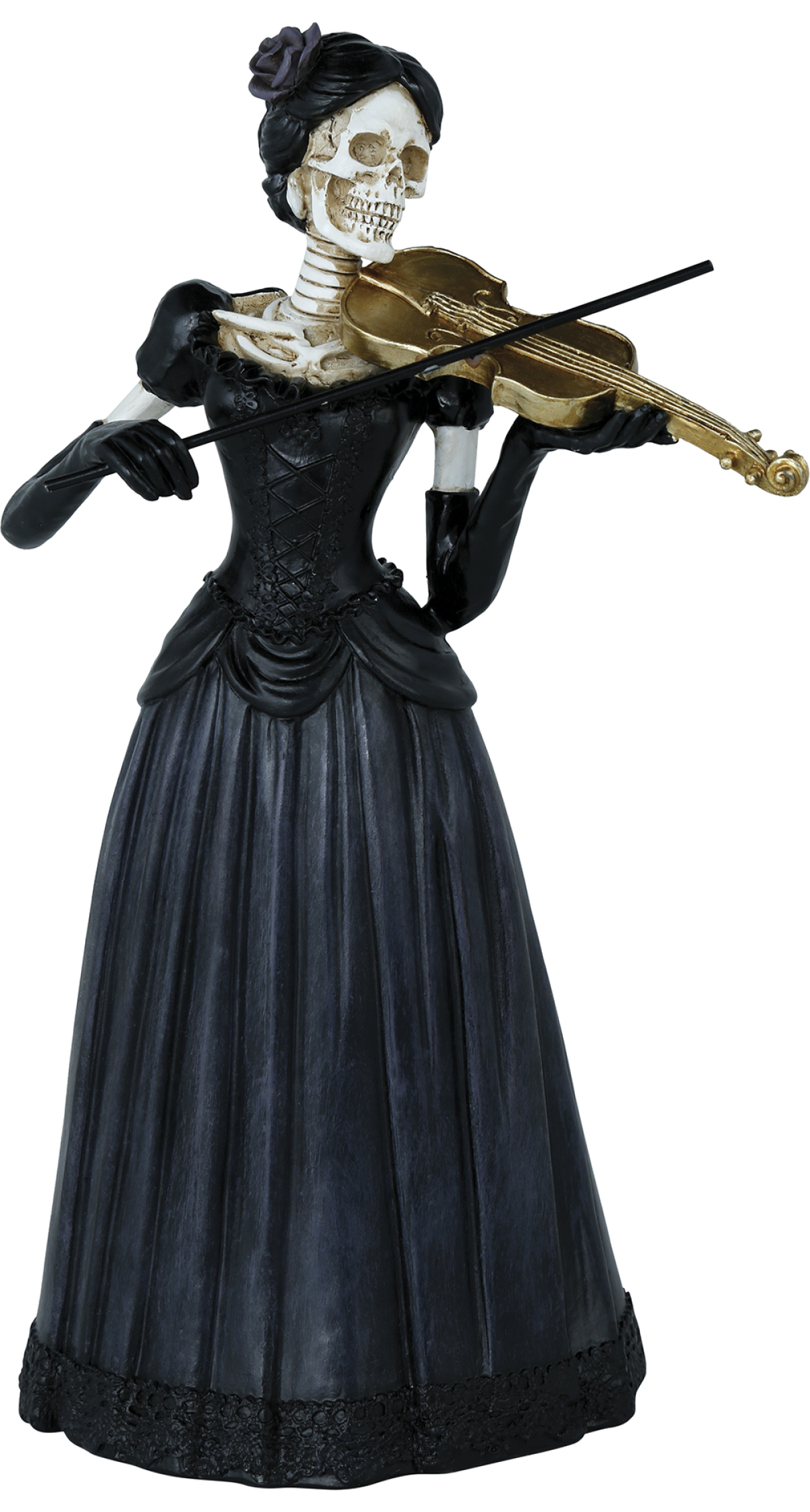 Halloween Decoration Resin Prop Skeleton Lady With Violin 26x15cm