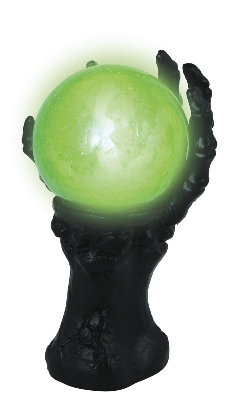 Halloween Decoration Hand Holding Crystal Ball With Light 14.5x8cm