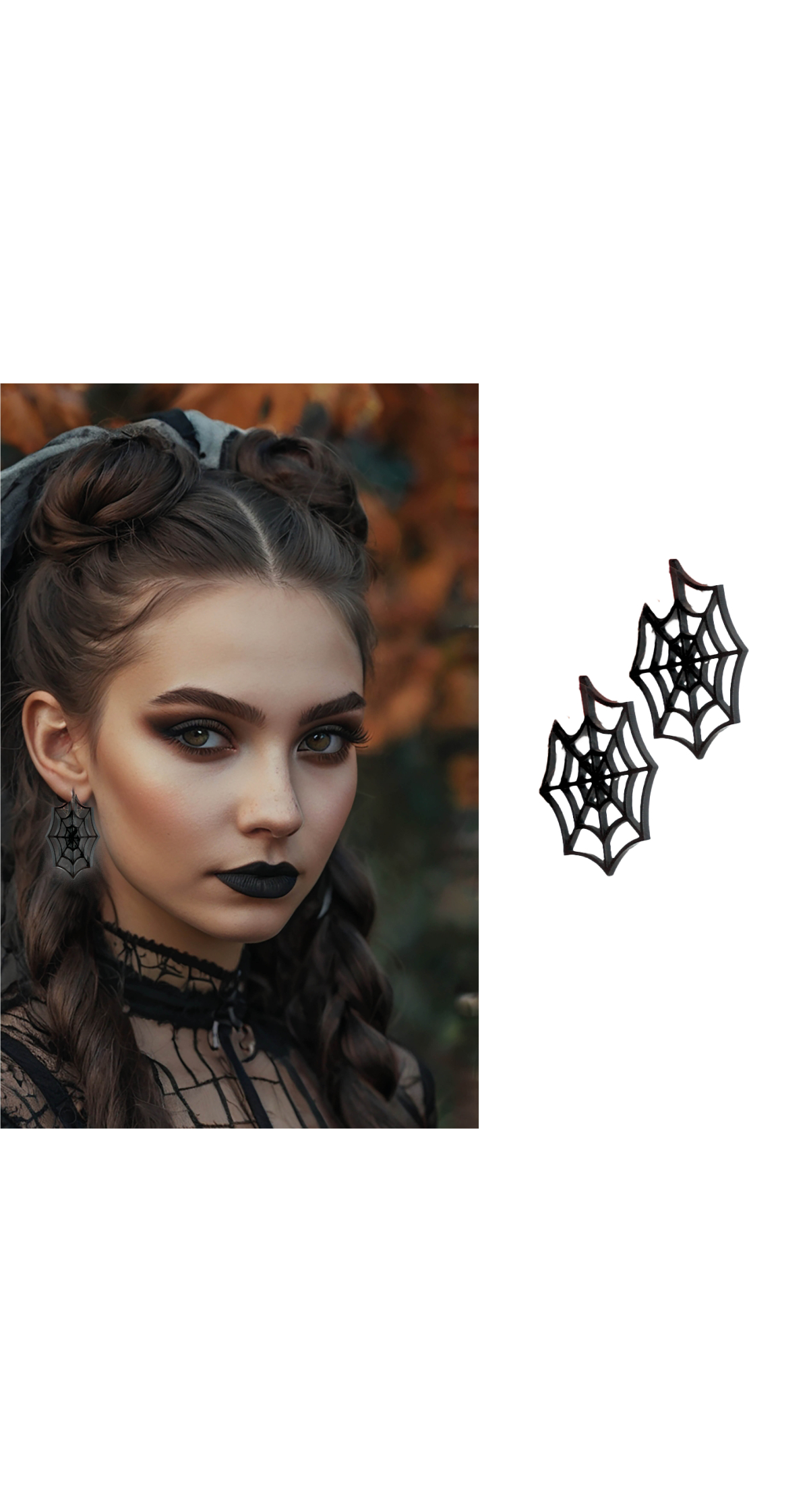 Halloween Black Spiderweb Earrings 5cm