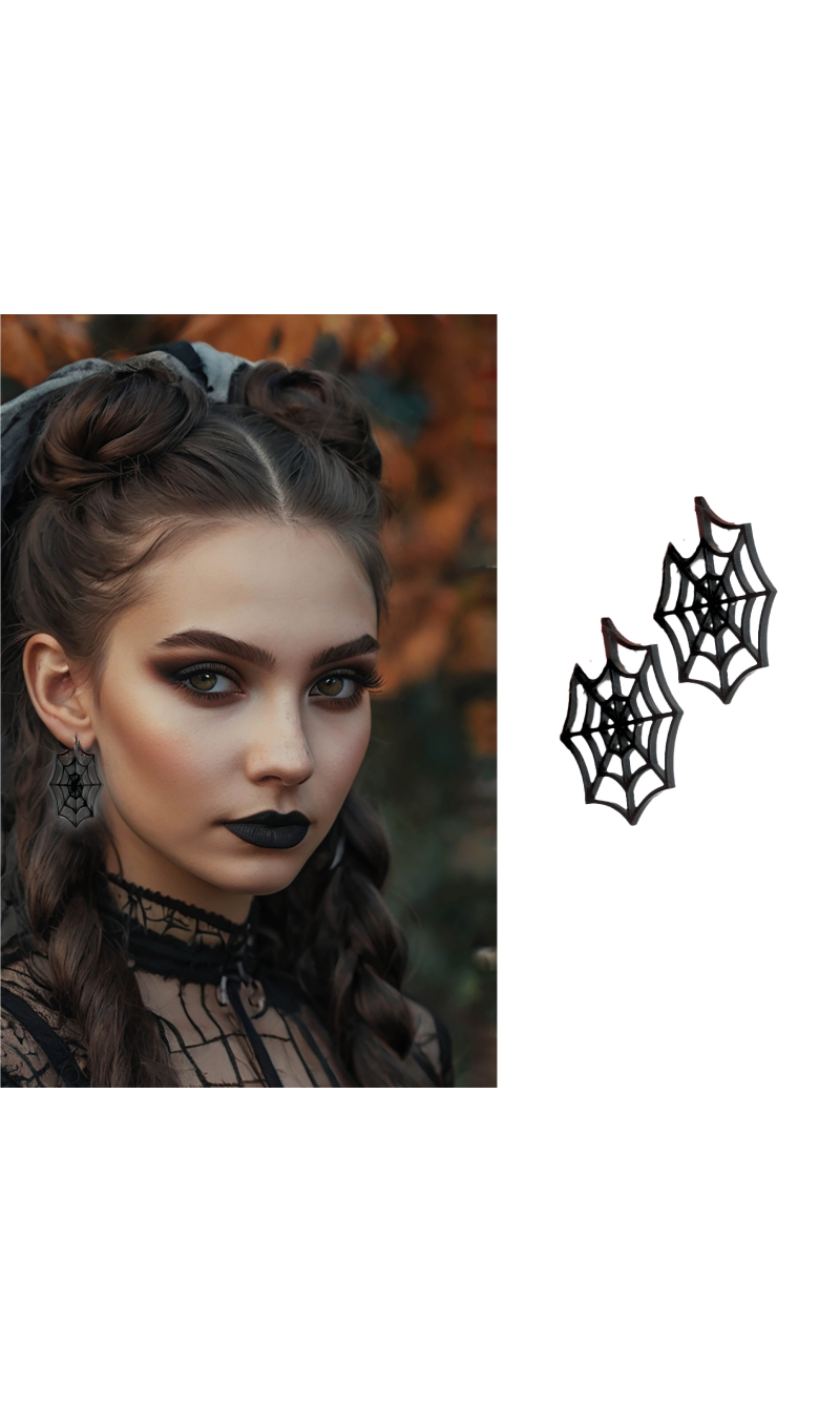 Halloween Black Spiderweb Earrings 5cm
