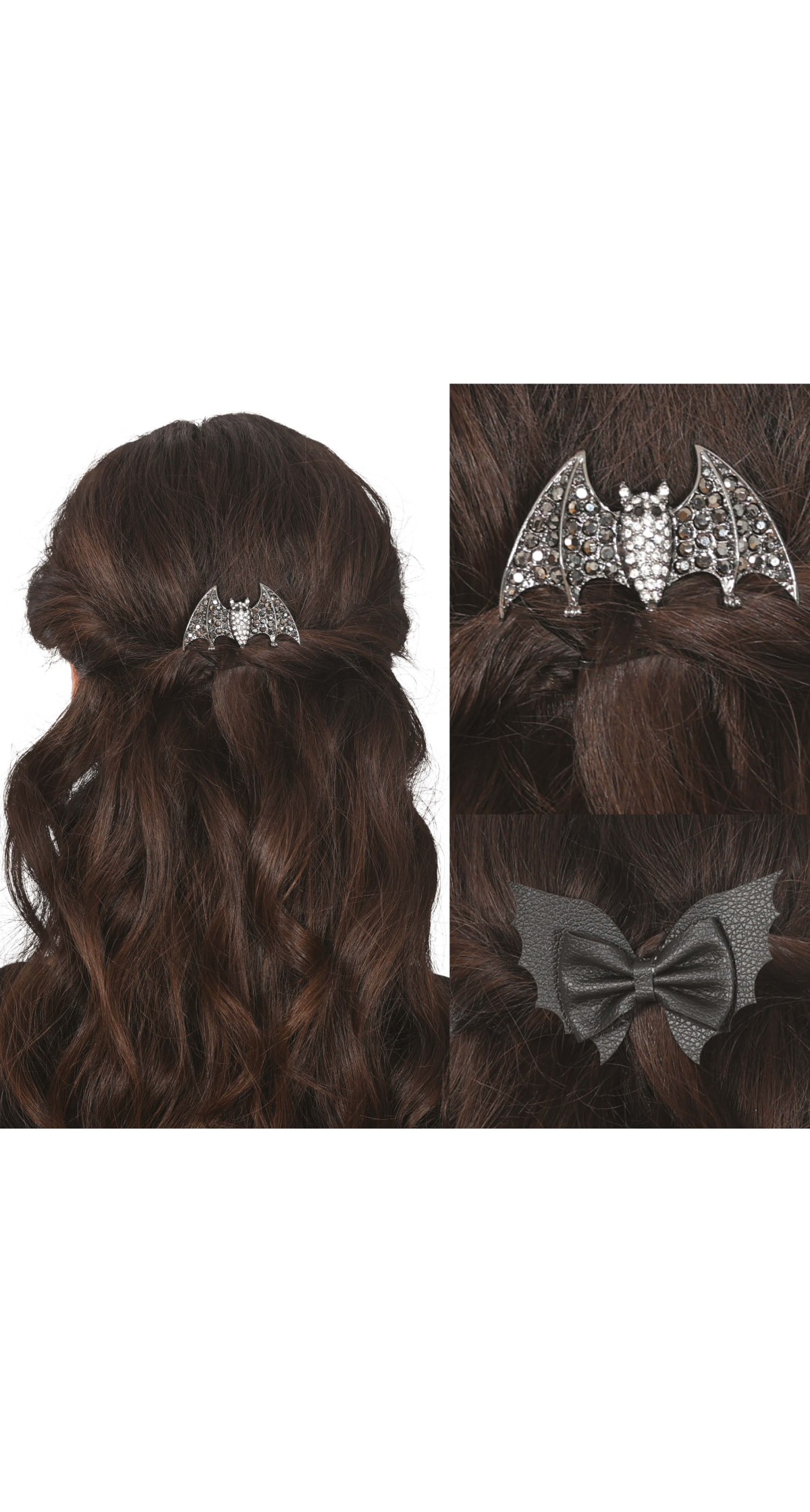 Halloween Bat Hair Clips 6cm & 9cm - 2pcs
