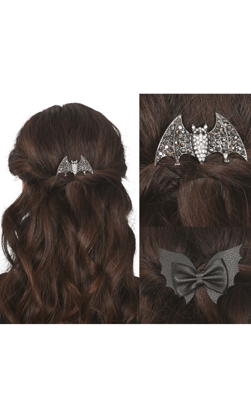 Halloween Bat Hair Clips 6cm & 9cm - 2pcs