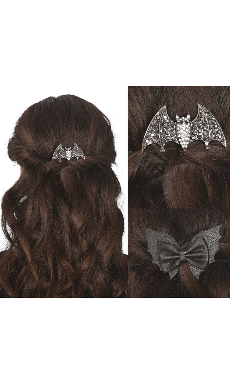 Halloween Bat Hair Clips 6cm & 9cm - 2pcs