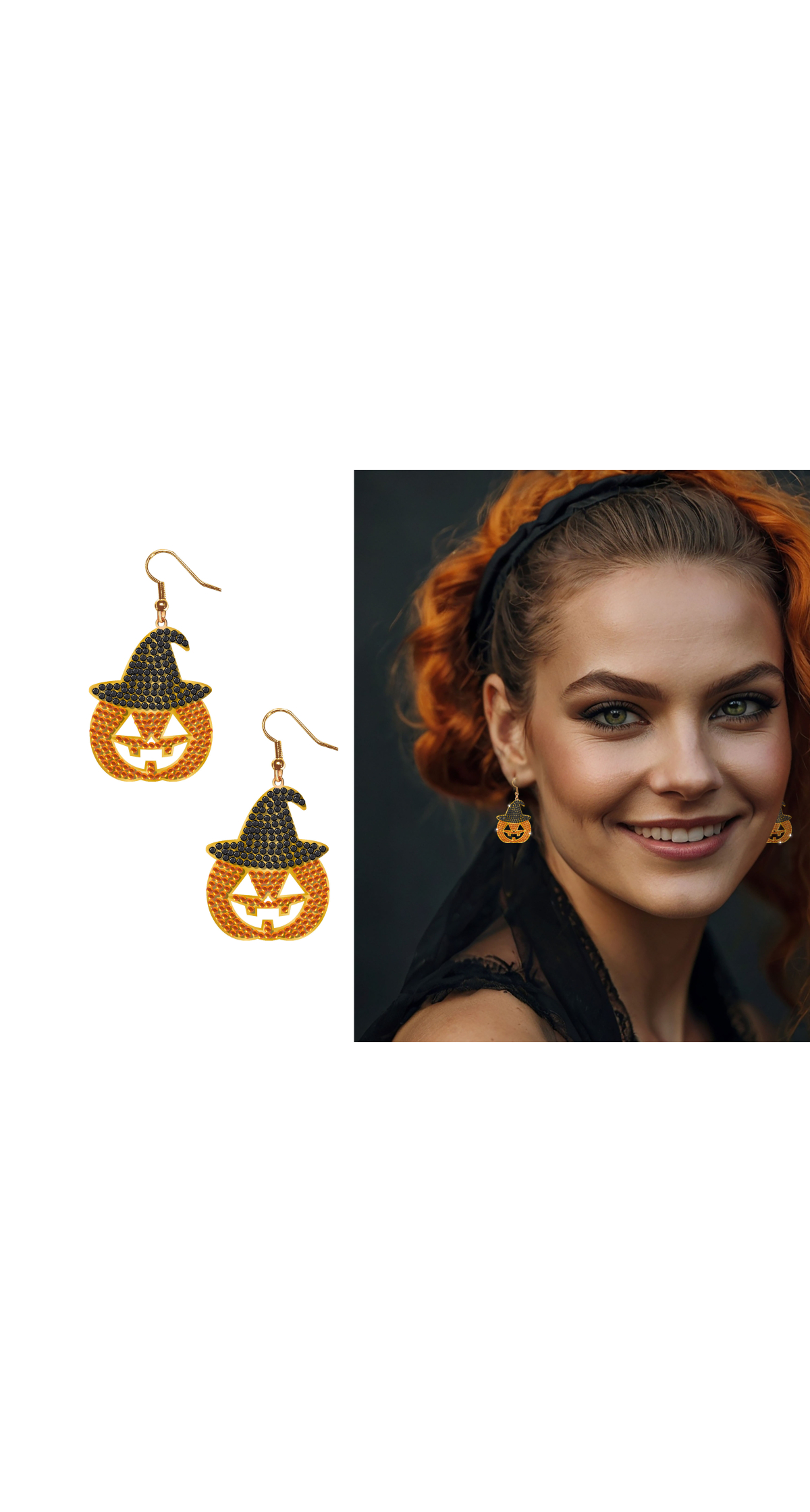Halloween Pumpkin Earrings With Beads 2cm