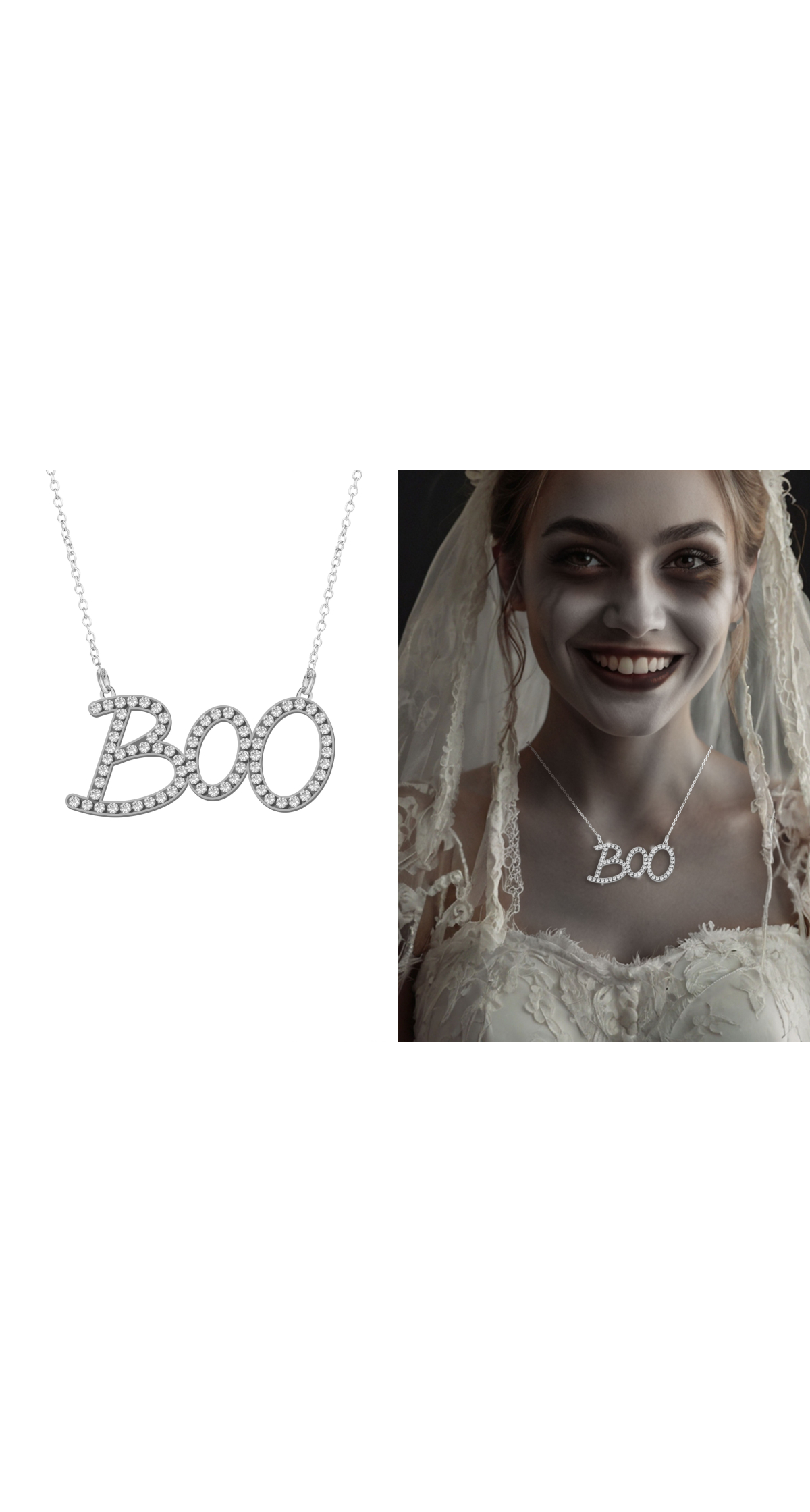 Halloween Boo Metal Necklace 55cm