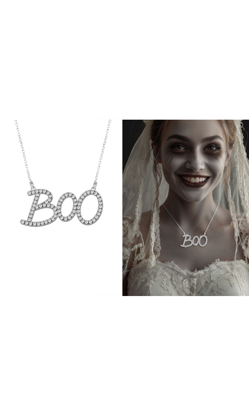 Halloween Boo Metal Necklace 55cm