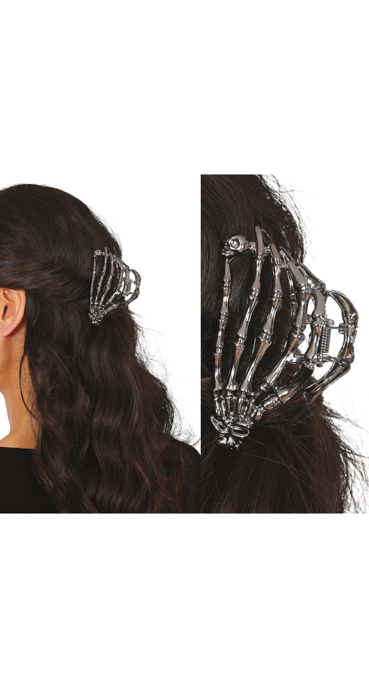 Halloween Skeleton Hand Metal Hair Clip 8.5cm