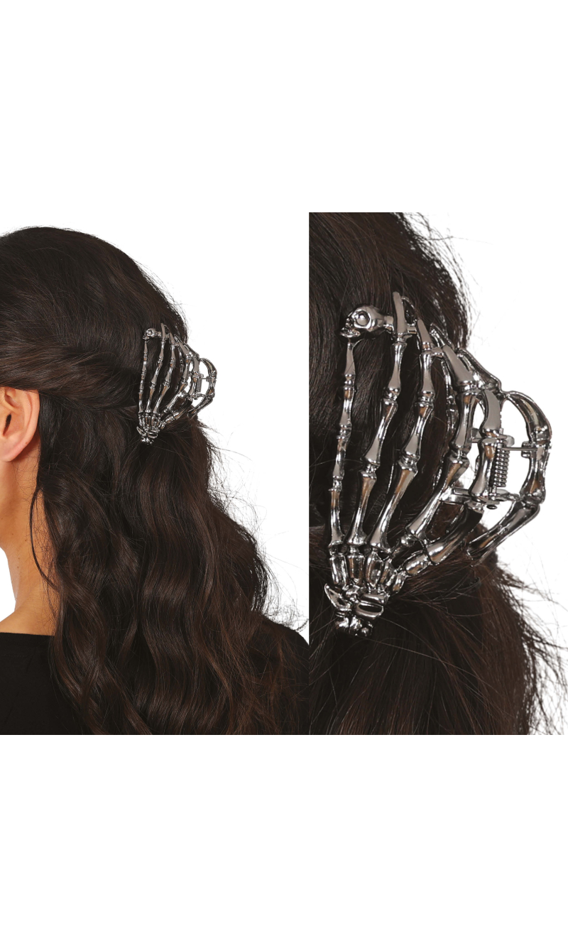 Halloween Skeleton Hand Metal Hair Clip 8.5cm