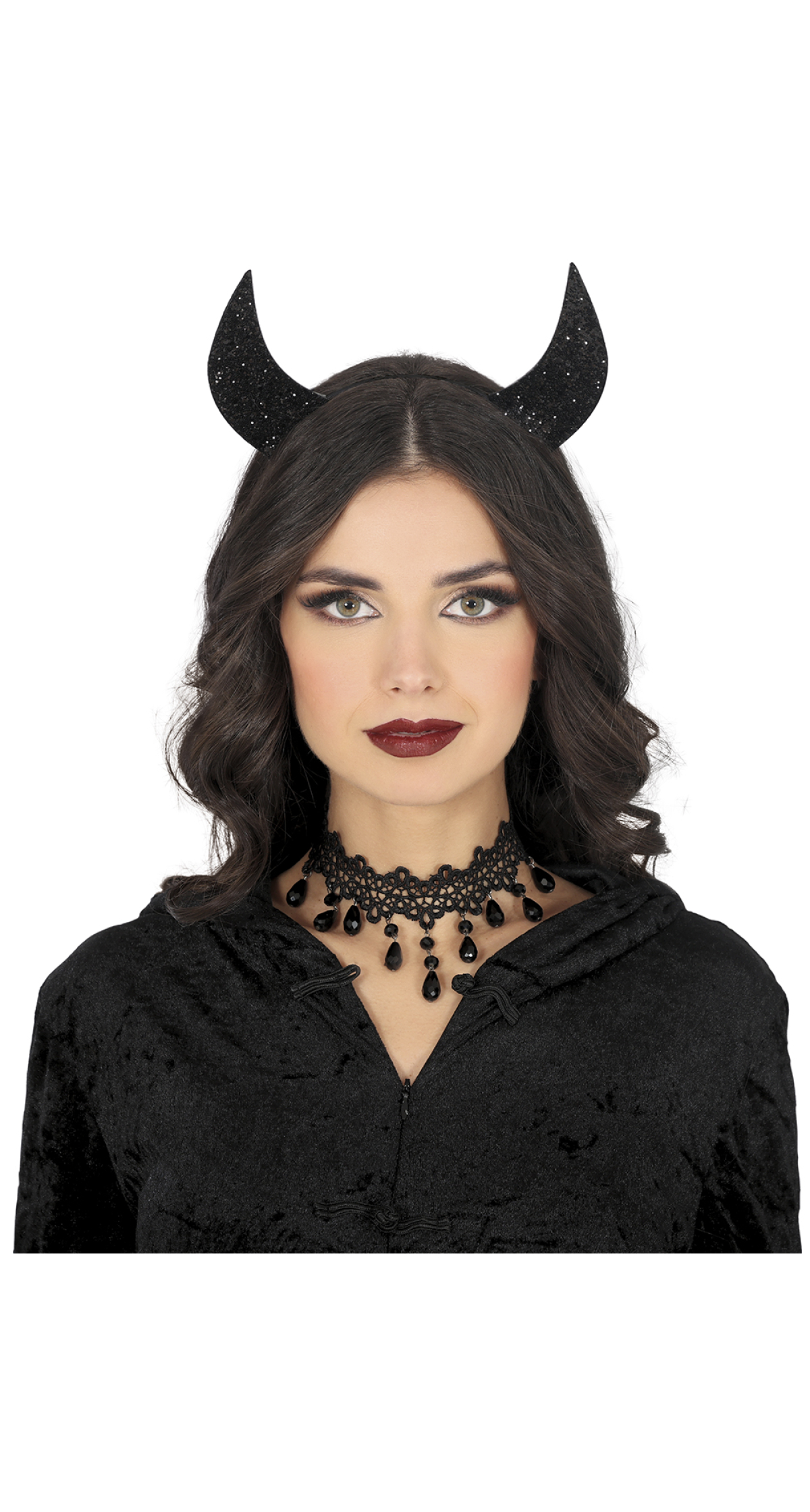 Halloween Shiny Black Devil Horns Headband