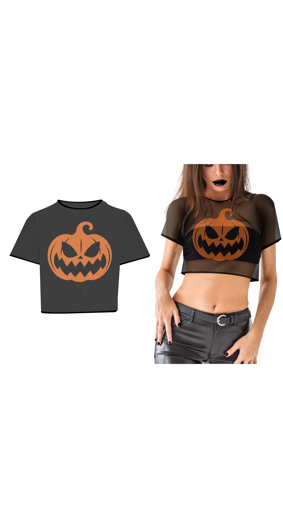 Halloween Pumpkin Crop Top T-Shirt