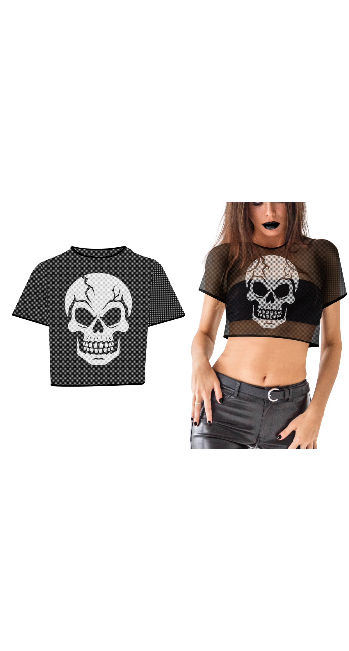 Halloween Skull Crop Top T-Shirt