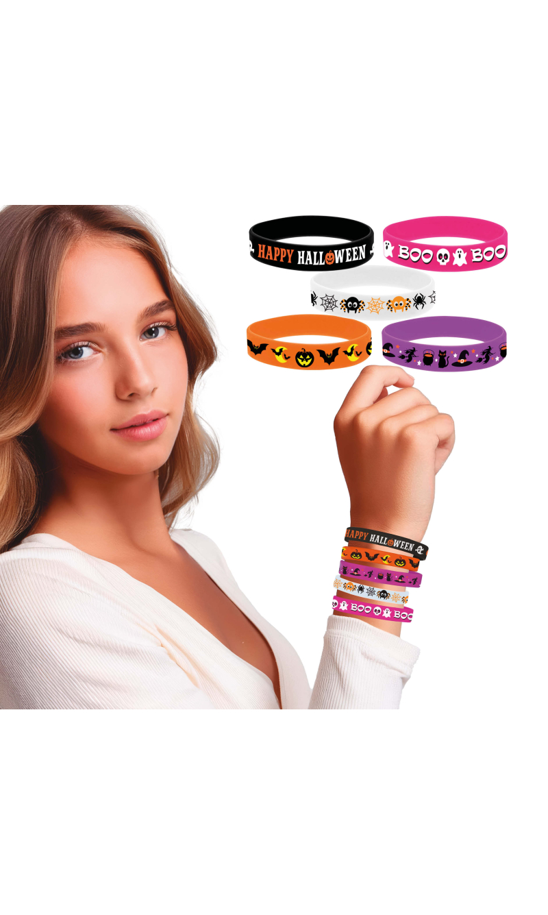 Halloween Silicone Bracelets Assorted 5pcs