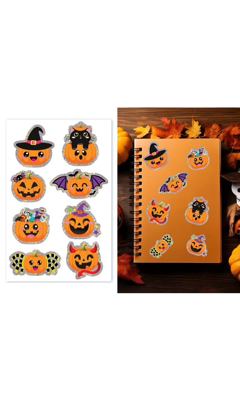 Halloween Assorted Holographic Pumpkins Stickers