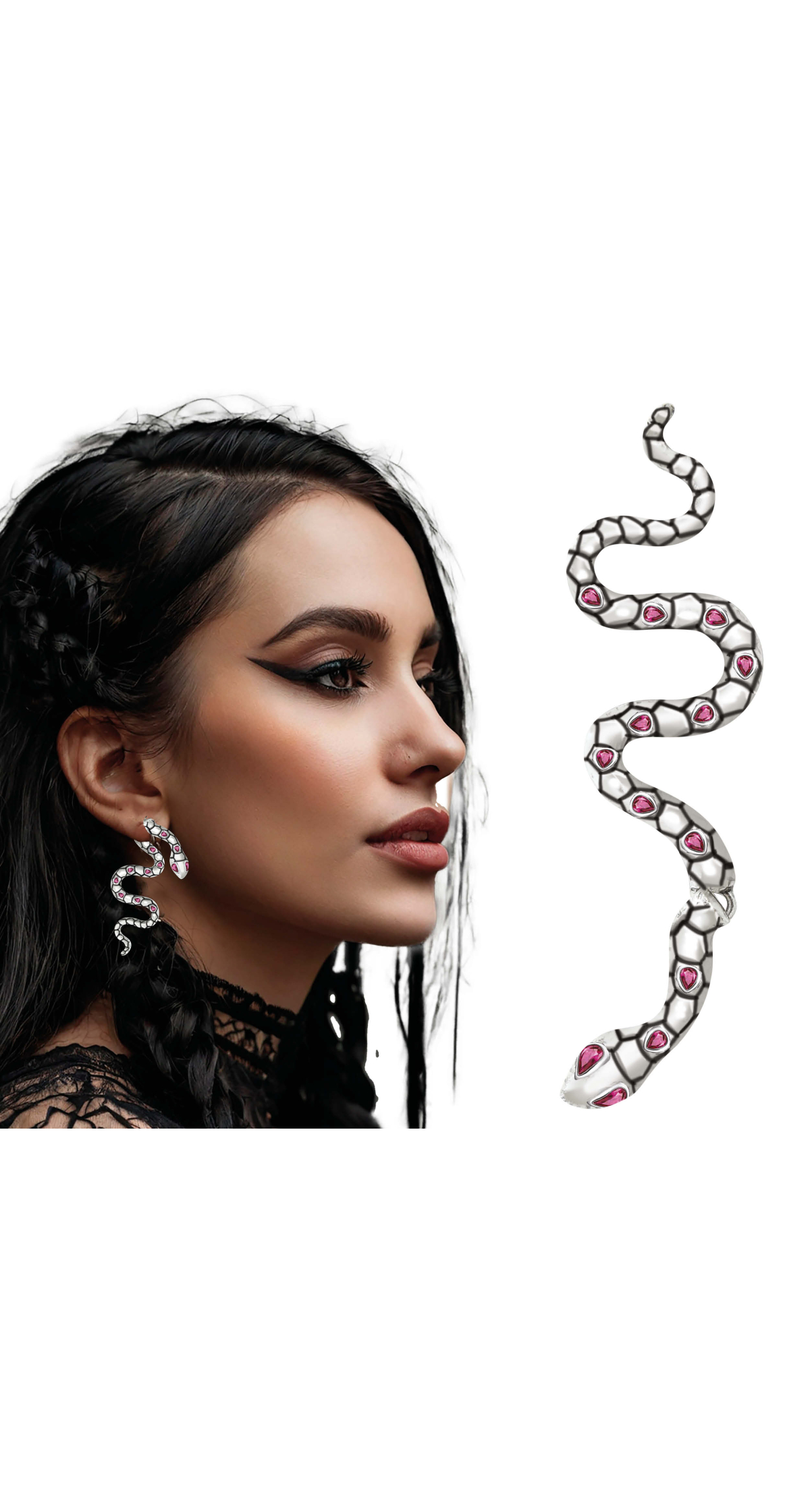 Halloween Snake Earings Silver 6cm