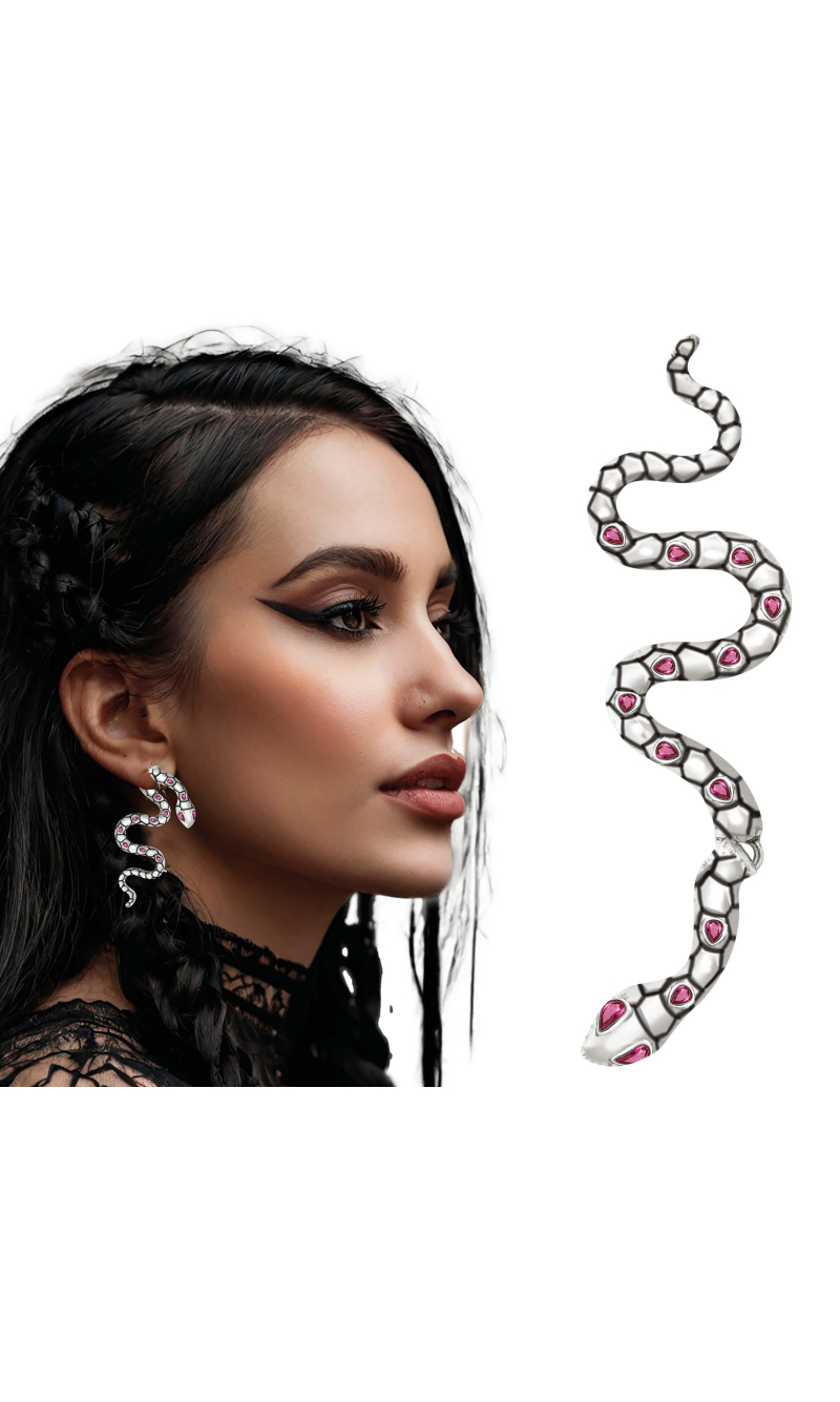 Halloween Snake Earings Silver 6cm