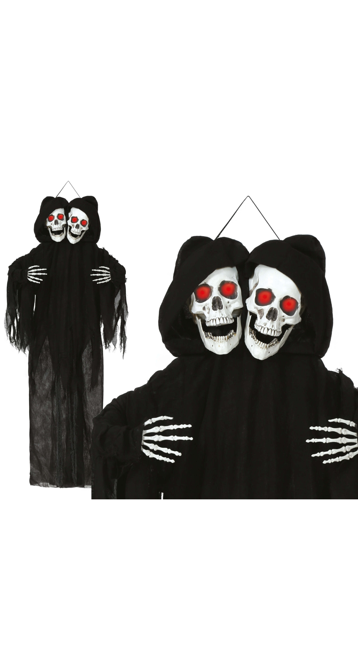 Halloween Hanging Double Skull With Light & Sound 170cm