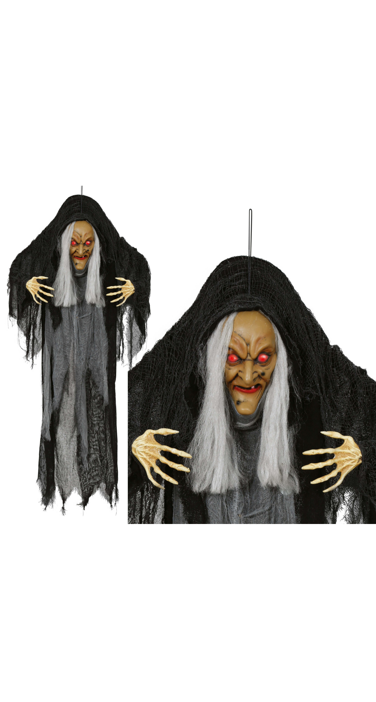 Halloween Hanging Witch With Light Sound & Movement 120cm