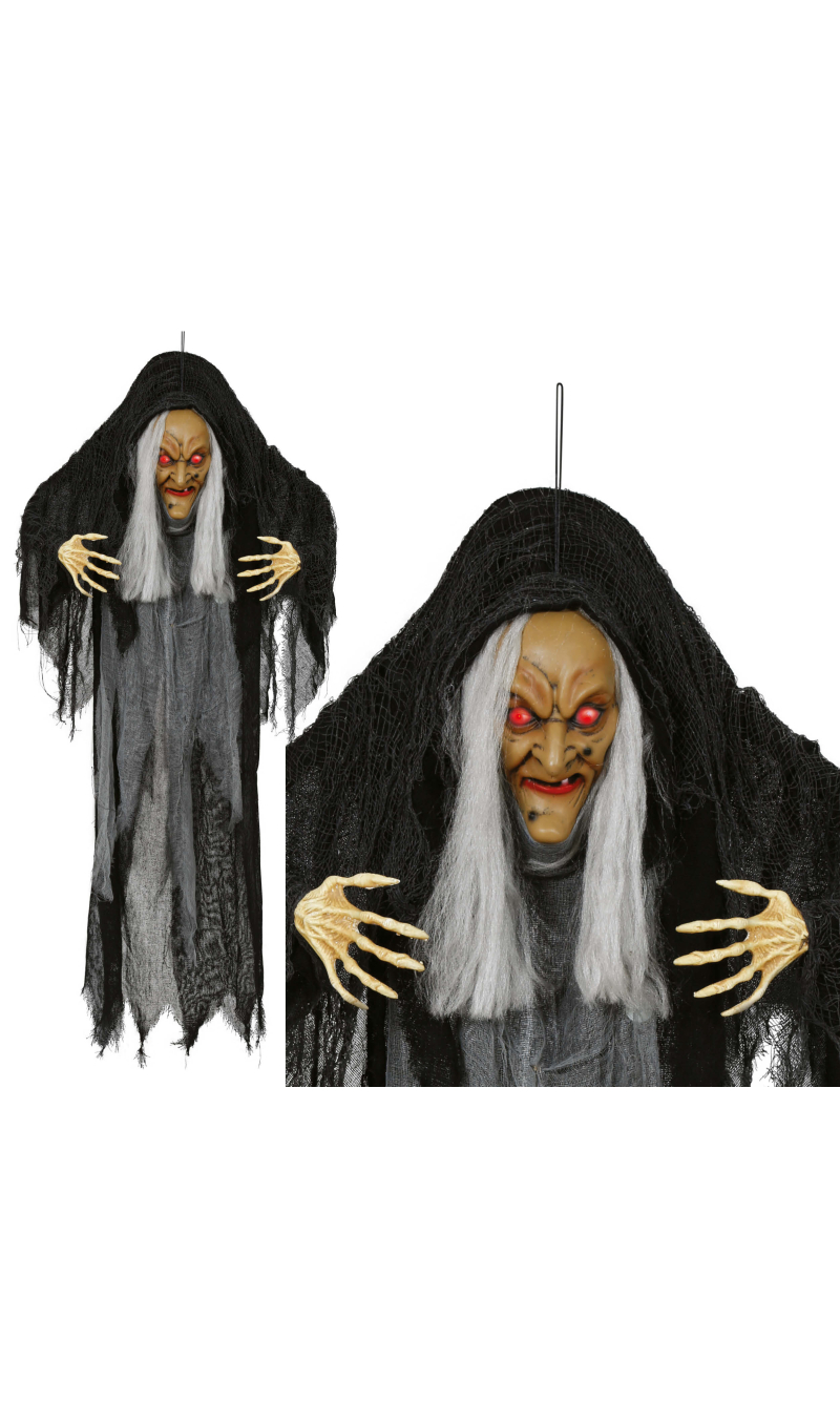 Halloween Hanging Witch With Light Sound & Movement 120cm