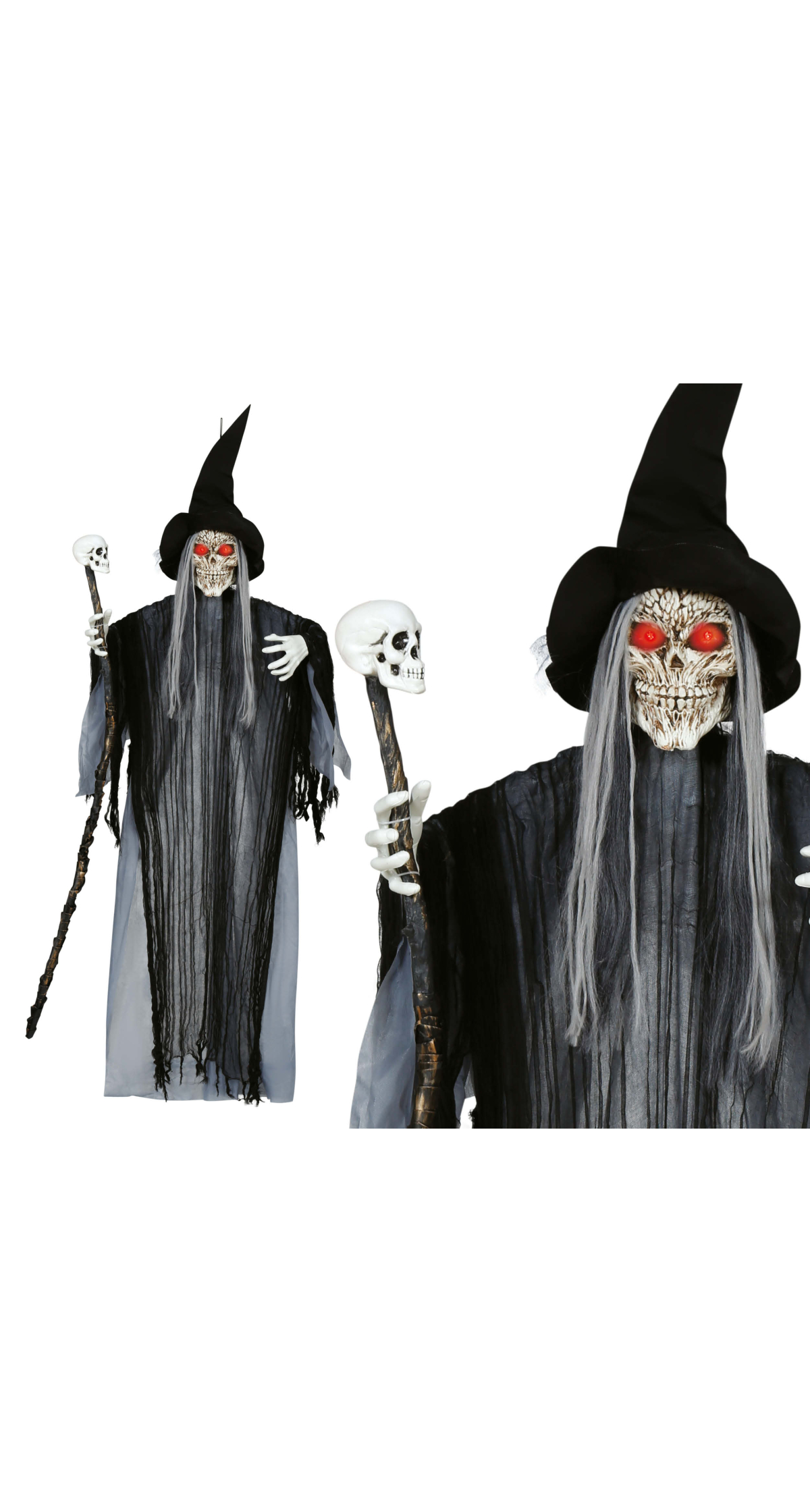 Halloween Hanging Witch With Light Sound & Movement 180cm
