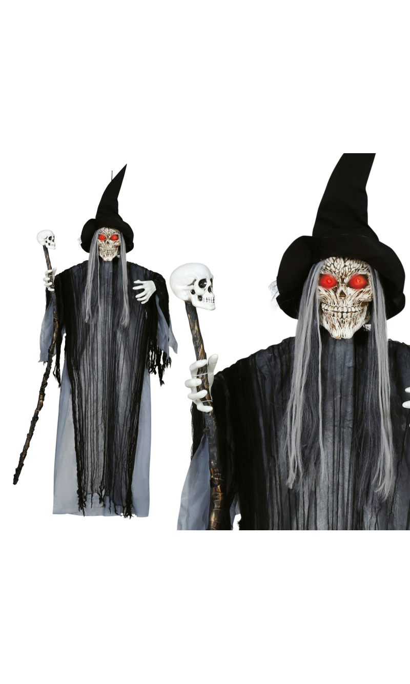 Halloween Hanging Witch With Light Sound & Movement 180cm