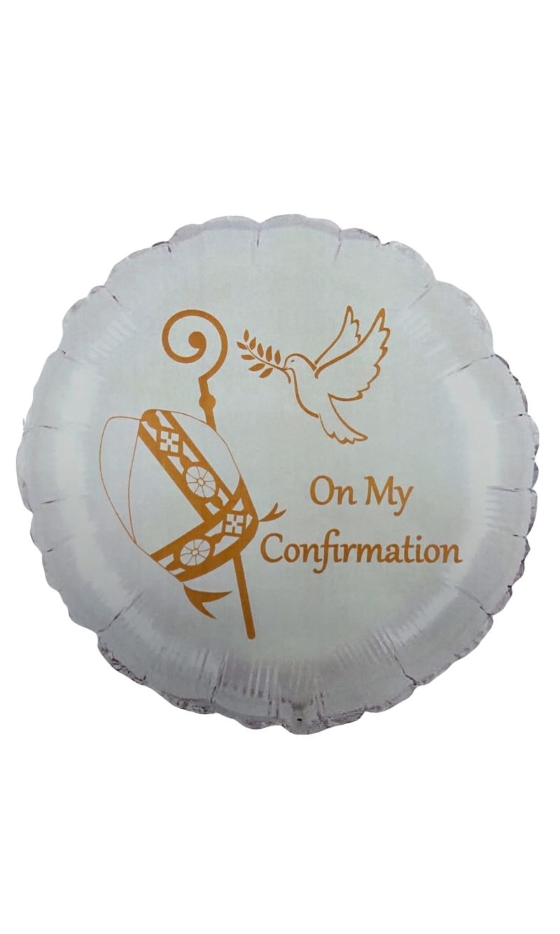 On My Confirmation White & Gold - 18" Foil Balloon