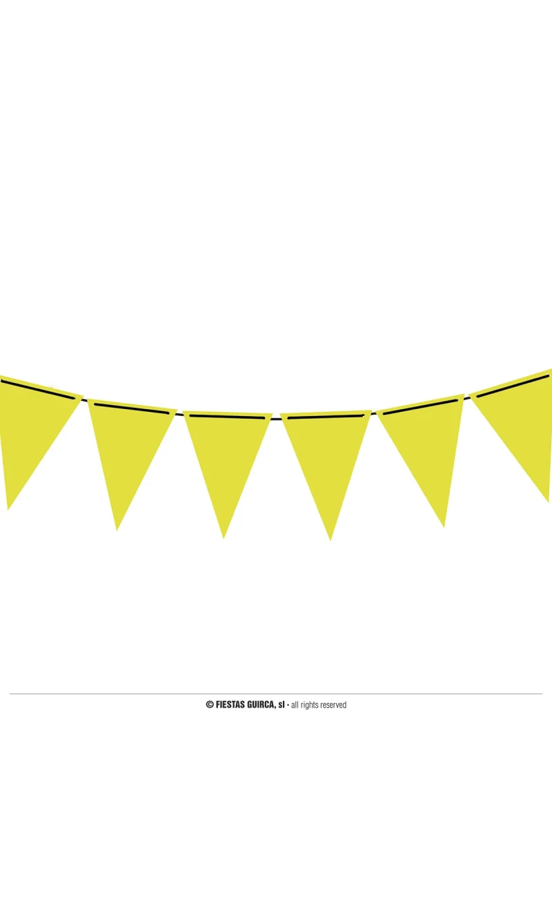Neon Yellow Pennant Paper Banner (19x27cm)  - 300cm