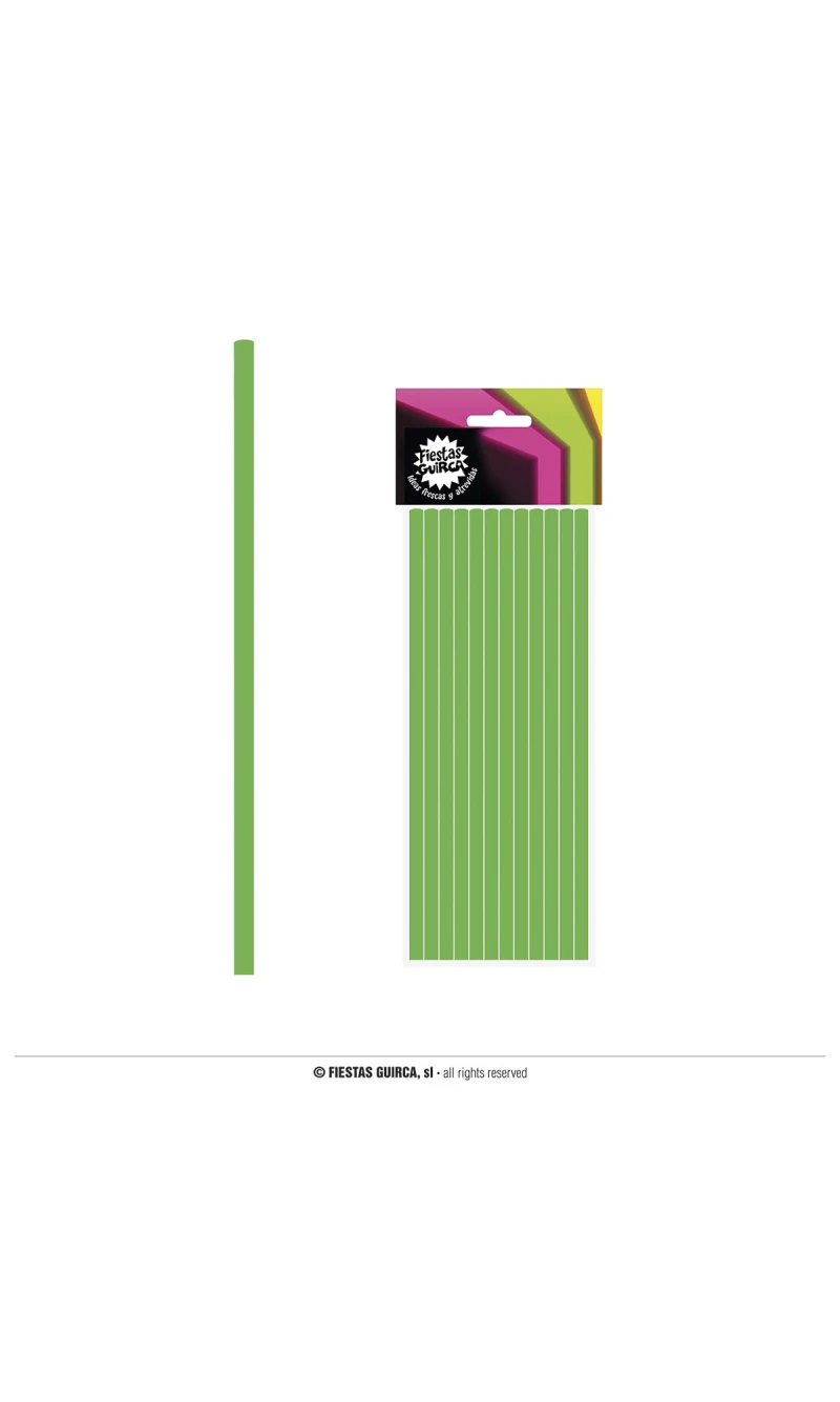 Neon Green Paper Straws 6x200mm - 12pk