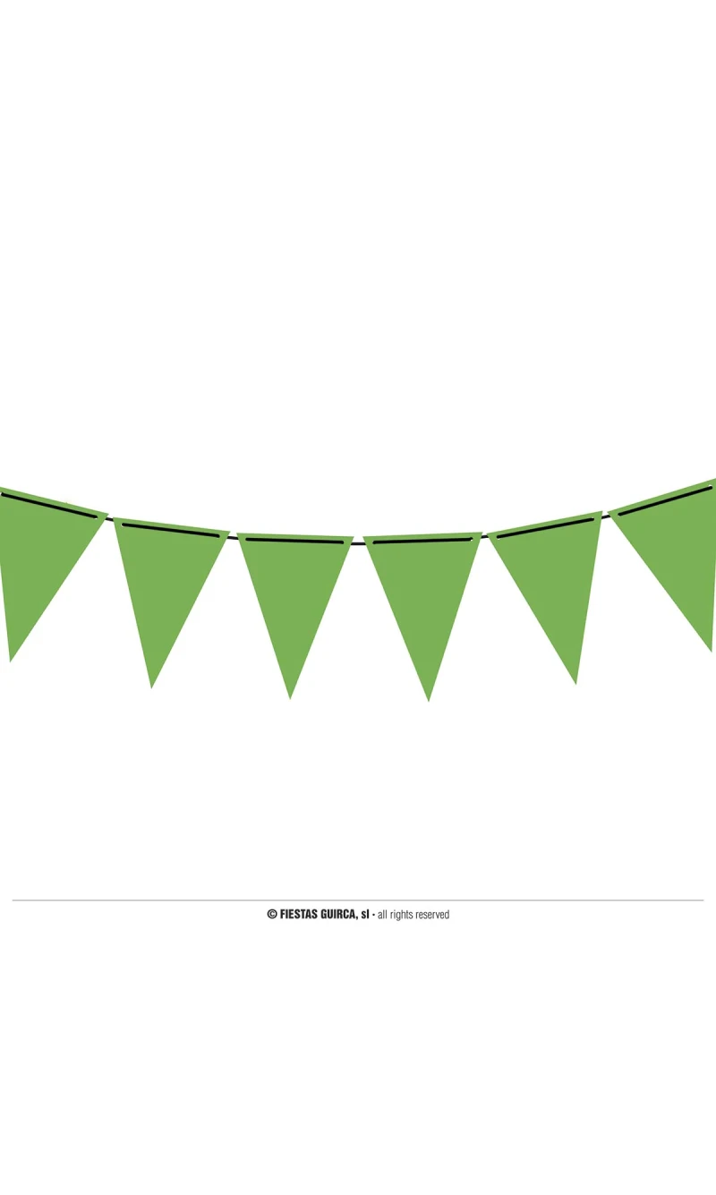 Neon Green Pennant Paper Banner (19x27cm) - 300cm