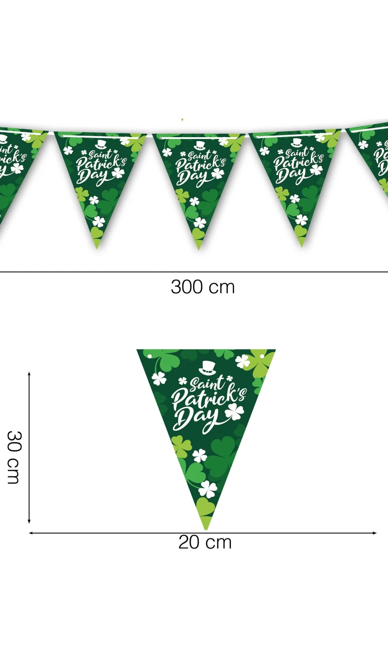 St Patrick's Garland Flag Paper Banner 300cm (20x30cm) 