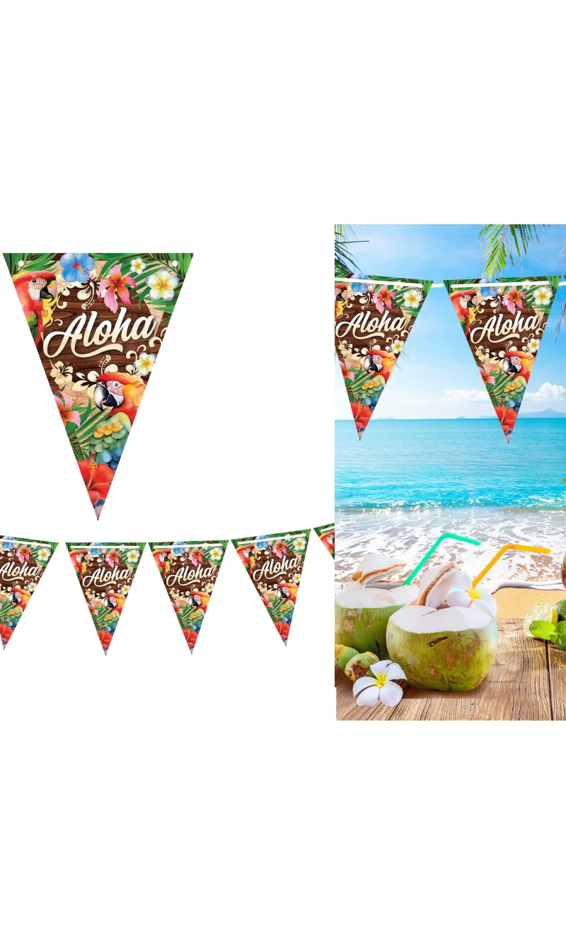 Aloha Summer Garland Flag Paper Banner 300cm (20x30cm)