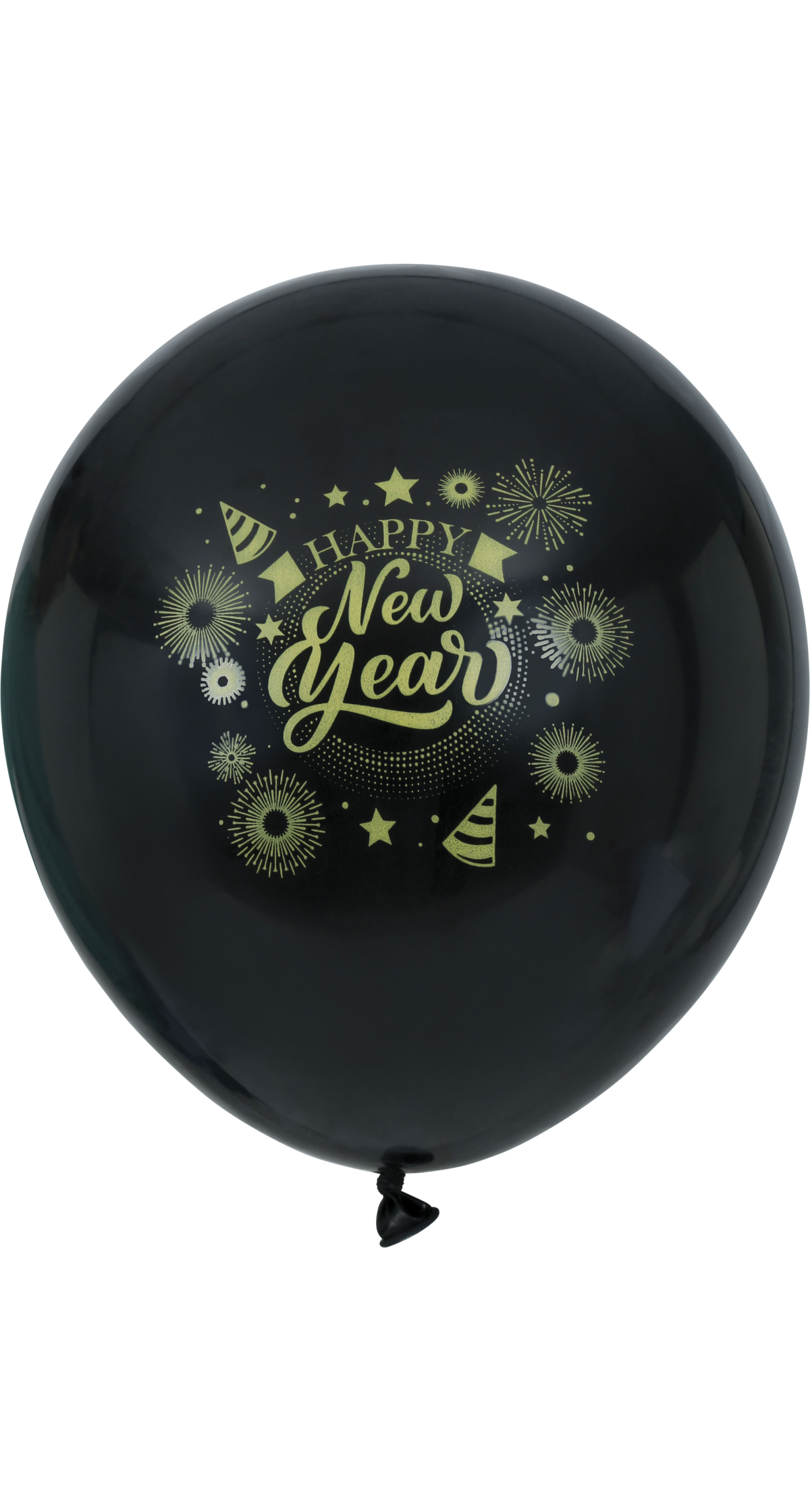 Happy New Year Black 11 Inch Latex Balloons - 10pcs