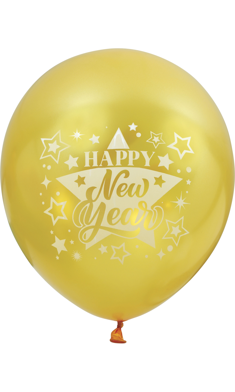Happy New Year Gold 11 Inch Latex Balloons - 10pcs