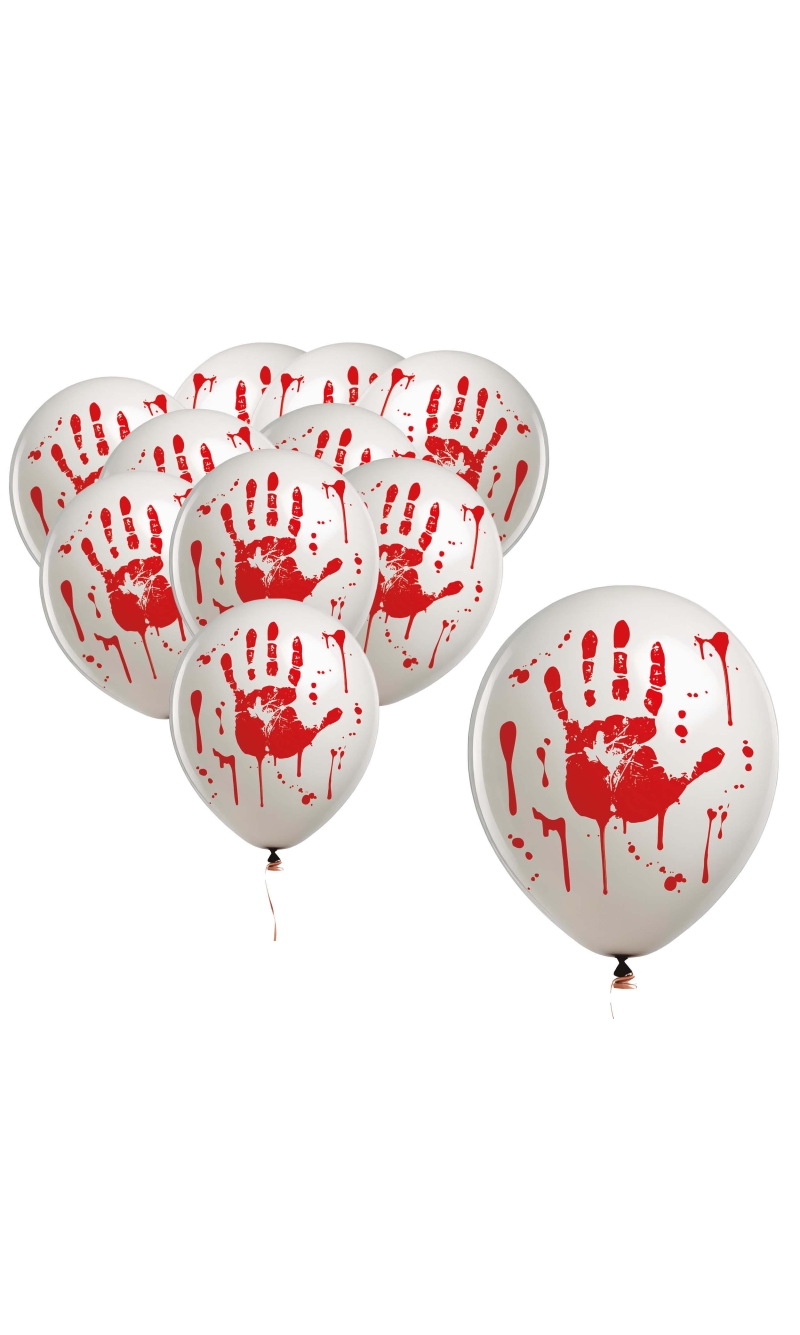 Halloween Bloody Hand 11 Inch Latex Balloons - 10pcs