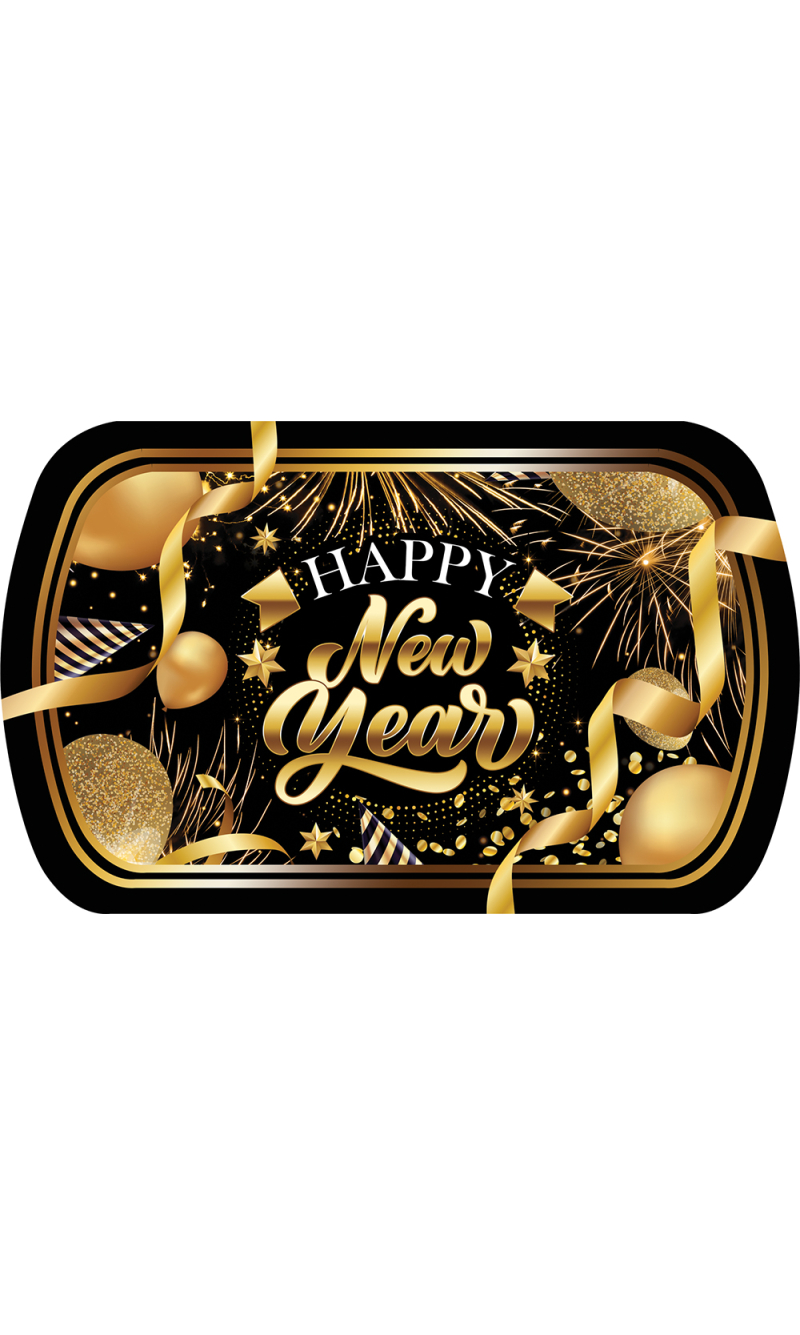 Happy New Year Plastic Party Tray 39x24cm