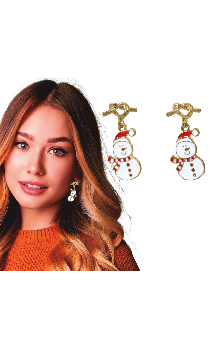 Christmas Snowman Metal Earrings