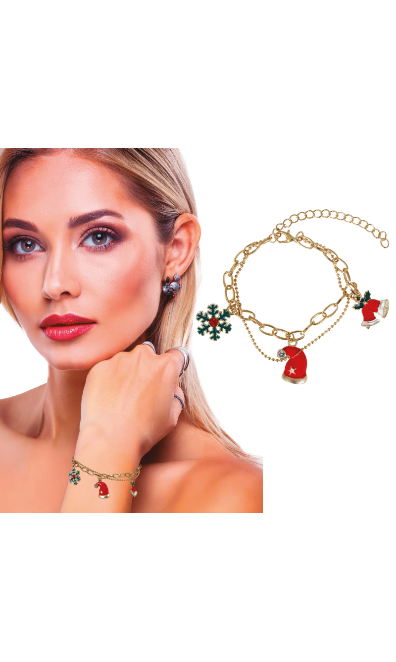 Christmas Metal Bracelet With Charms (40017)