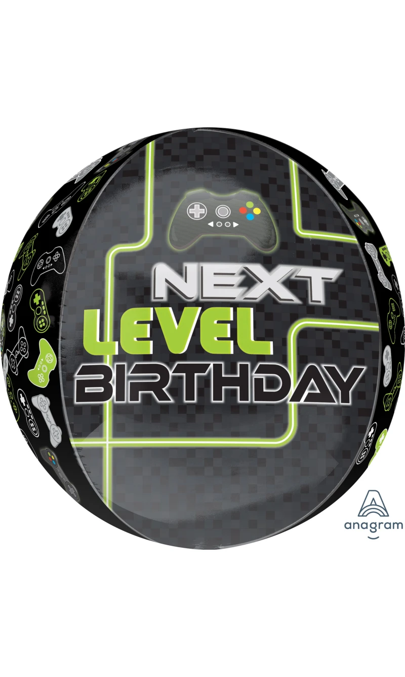 Level Up Birthday Orbz Foil Balloon - 38 x 40cm