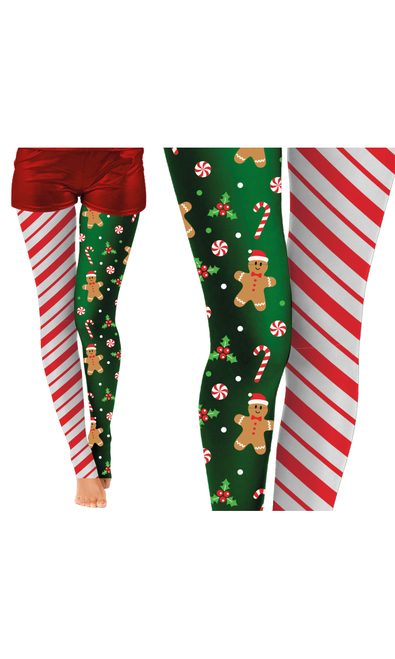 Christmas Candy Cane Tights - Adult One Size