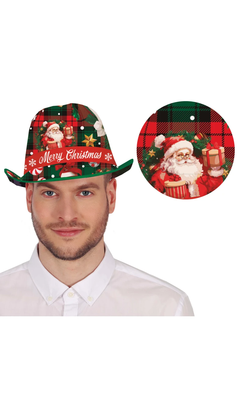 Christmas Green Ganster Hat - Adult One Size