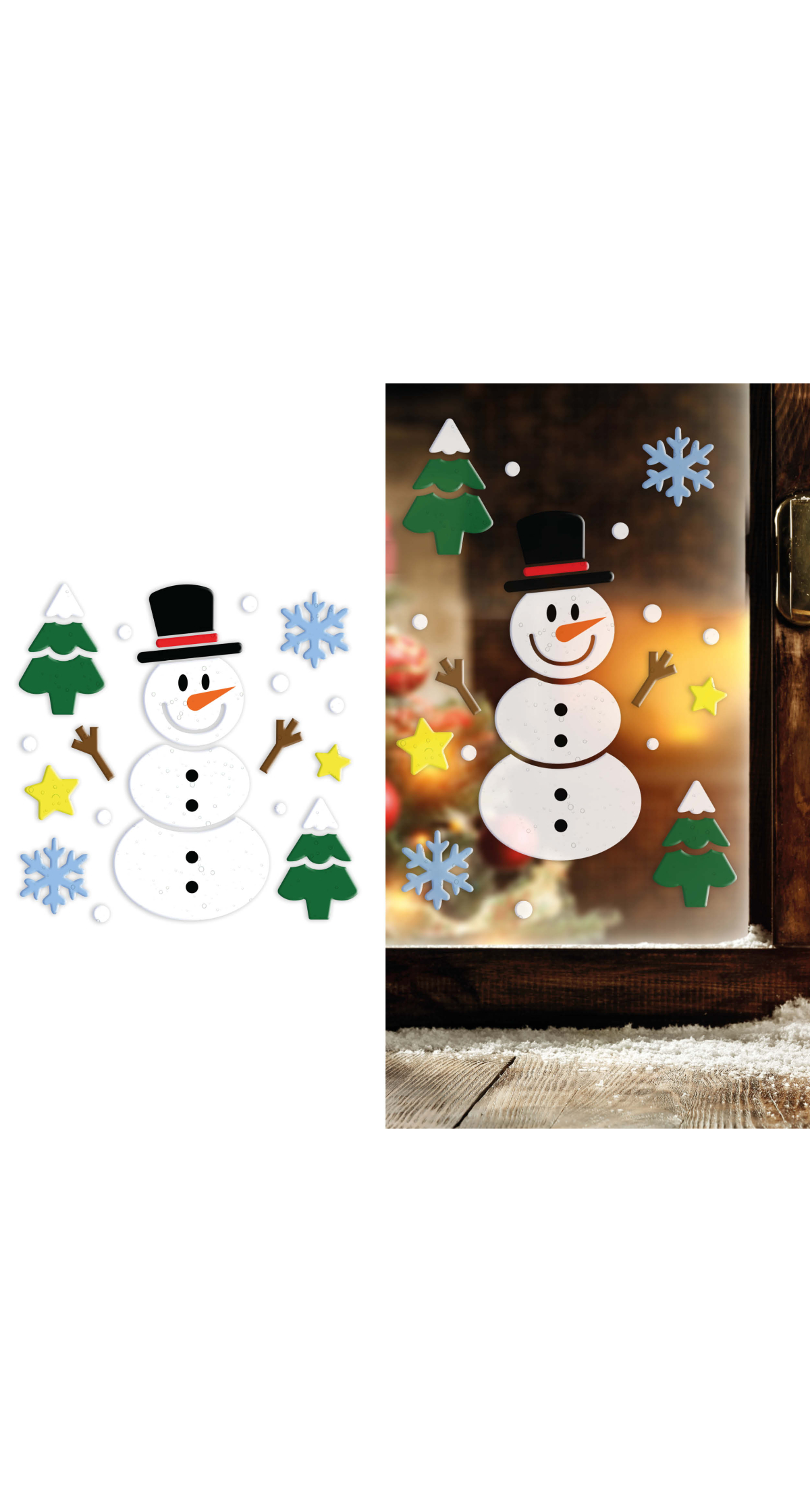Christmas Snowman Gel Window Decoration 20x25cm